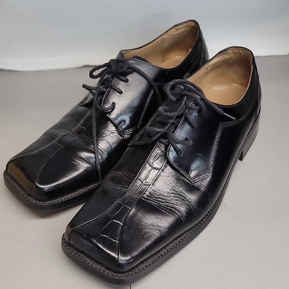 Zengara men’s leather square toes dress shoes Black size 9 M